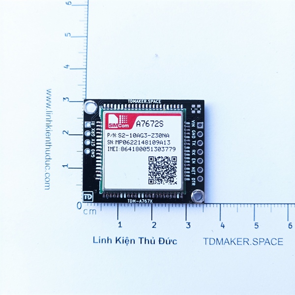 Module 4G GPS SIMCOM A7672S ra chân tích hợp nguồn và khay sim