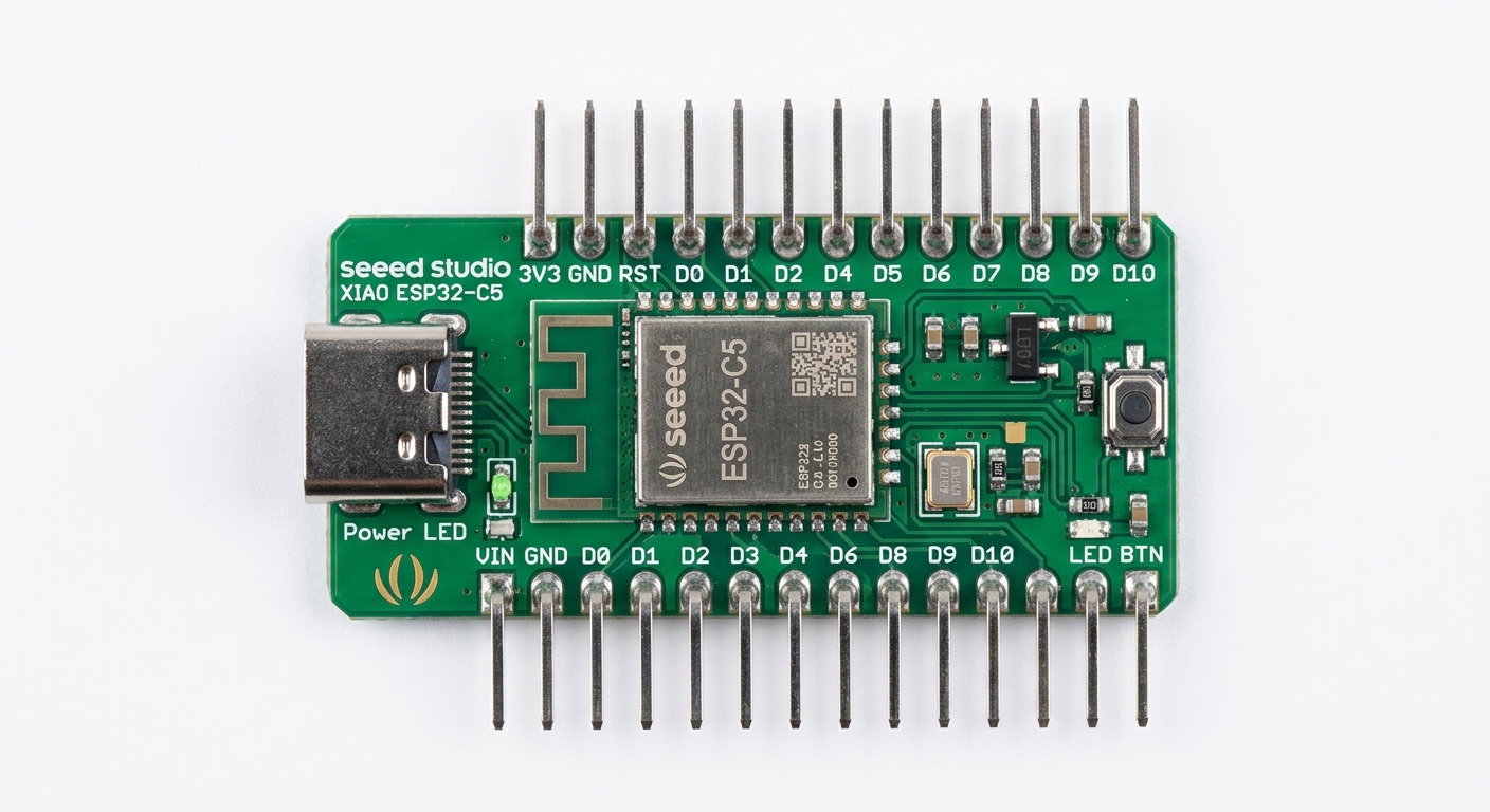 ESP32-C5 development board XIAO with USB-C port close-up