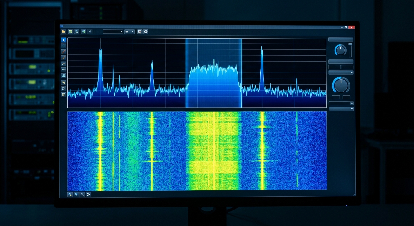 Live radio spectrum and waterfall display of an LTE signal captured by ESP32 SDR