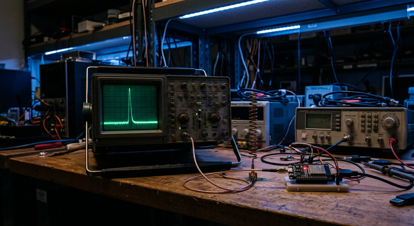 Pulse compression radar echo trace from an ESP32 software-defined radio experiment